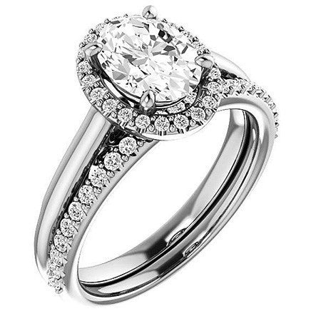 Oval Cut Halo Two-Toned Engagement Ring