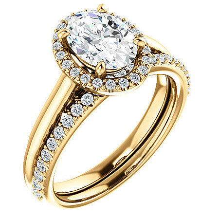 Oval Cut Halo Two-Toned Engagement Ring