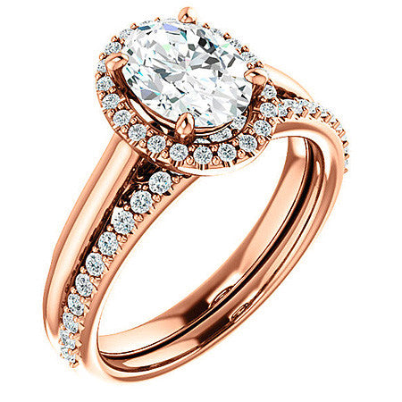 Oval Cut Halo Two-Toned Engagement Ring