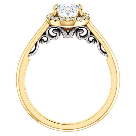 Oval Cut Halo Two-Toned Engagement Ring