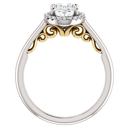 Oval Cut Halo Two-Toned Engagement Ring