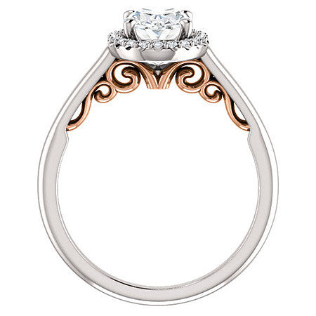 Oval Cut Halo Two-Toned Engagement Ring