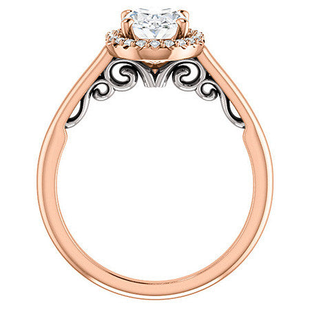 Oval Cut Halo Two-Toned Engagement Ring