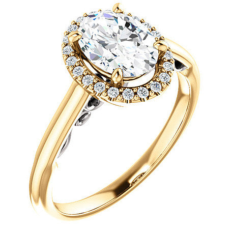 Oval Cut Halo Two-Toned Engagement Ring