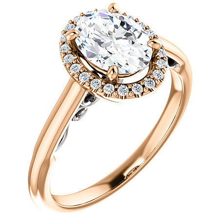 Oval Cut Halo Two-Toned Engagement Ring