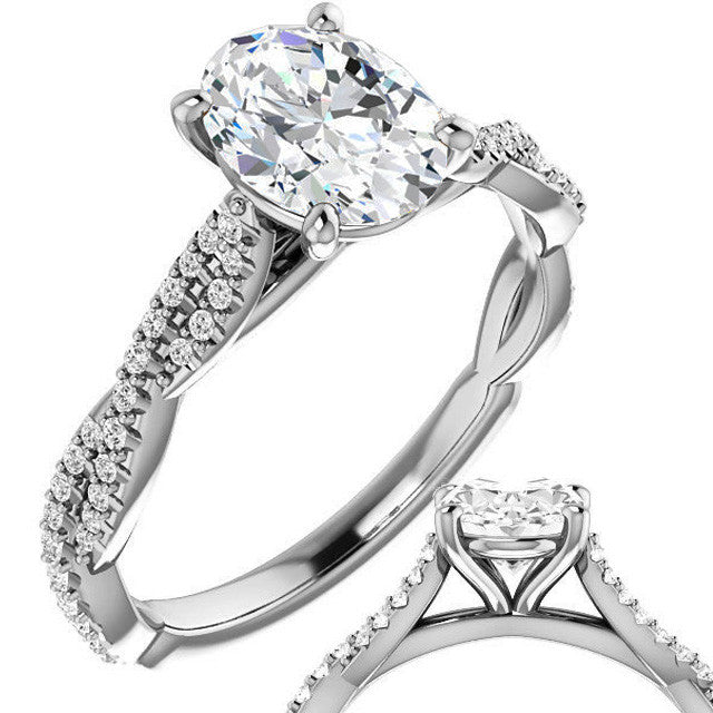 Oval Moissanite Infinity Cathedral Engagement Ring