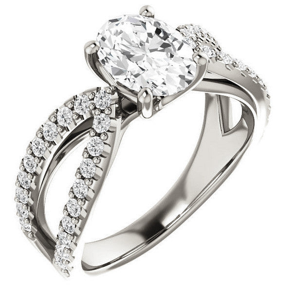 Oval cut Infinity Style Engagement Ring