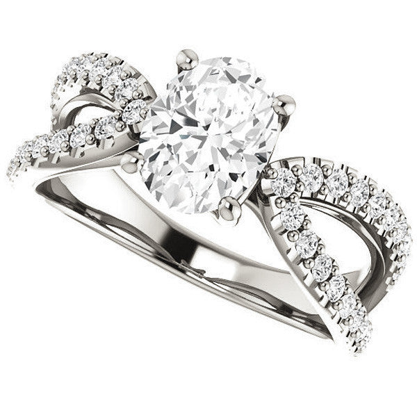 Oval cut Infinity Style Engagement Ring