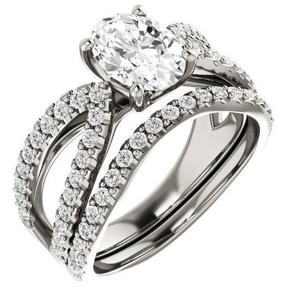 Oval cut Infinity Style Engagement Ring