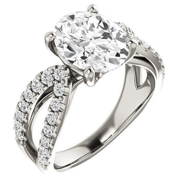 Oval cut Infinity Style Engagement Ring