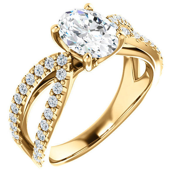 Oval cut Infinity Style Engagement Ring