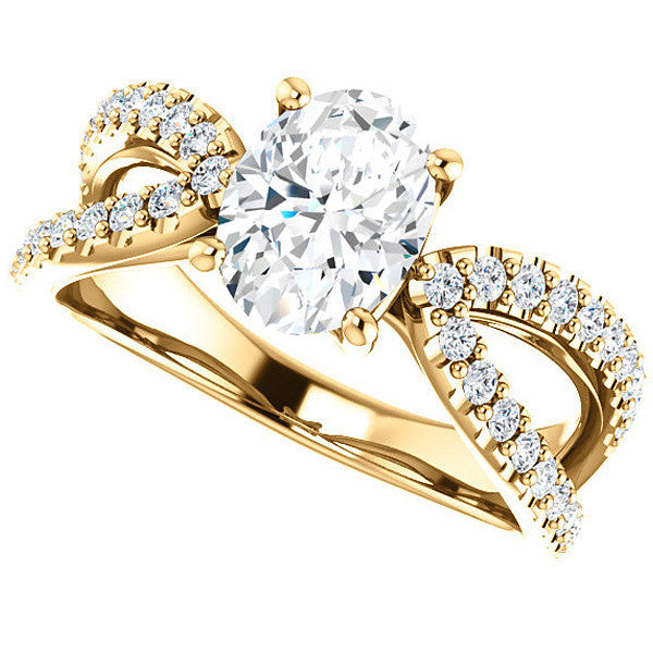 Oval cut Infinity Style Engagement Ring