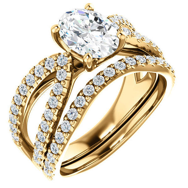Oval cut Infinity Style Engagement Ring