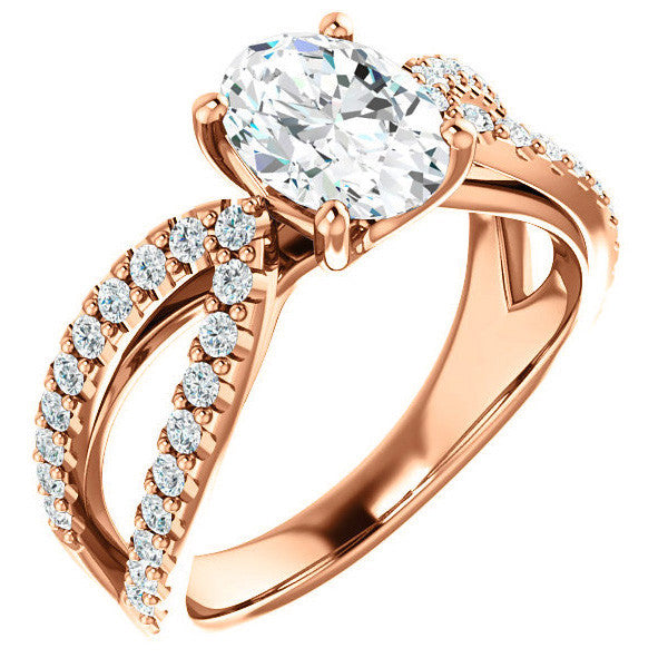 Oval cut Infinity Style Engagement Ring