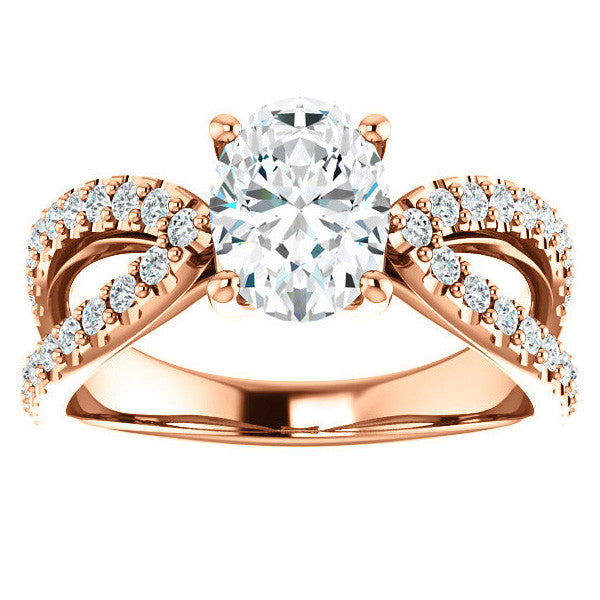 Oval cut Infinity Style Engagement Ring