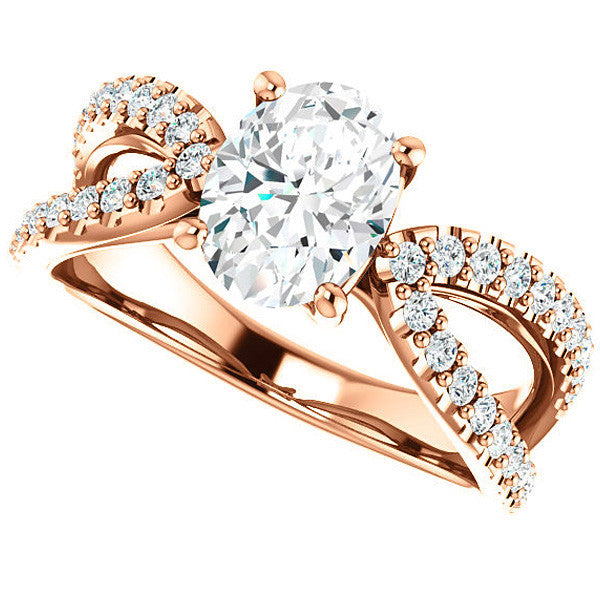 Oval cut Infinity Style Engagement Ring