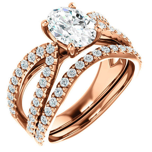 Oval cut Infinity Style Engagement Ring