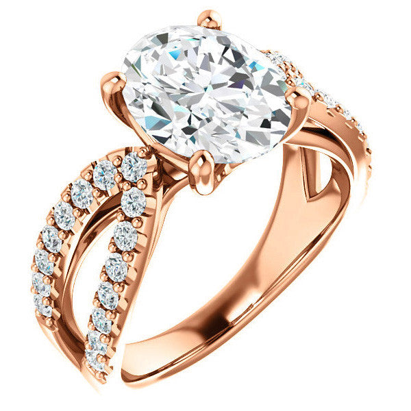 Oval cut Infinity Style Engagement Ring