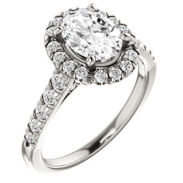 Oval Moissanite Halo Cathedral Engagement Ring