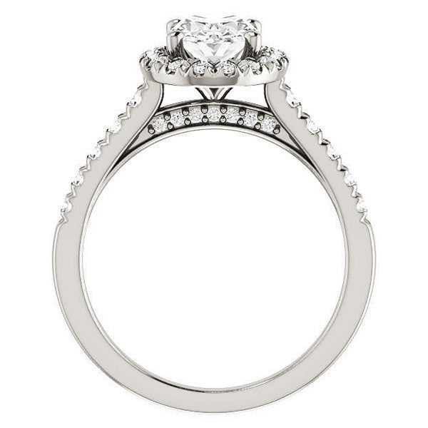 Oval Moissanite Halo Cathedral Engagement Ring