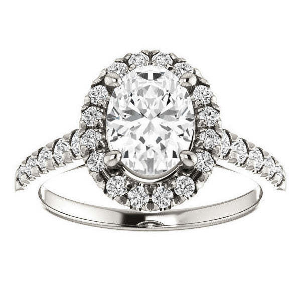 Oval Moissanite Halo Cathedral Engagement Ring