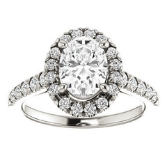 Oval Moissanite Halo Cathedral Engagement Ring