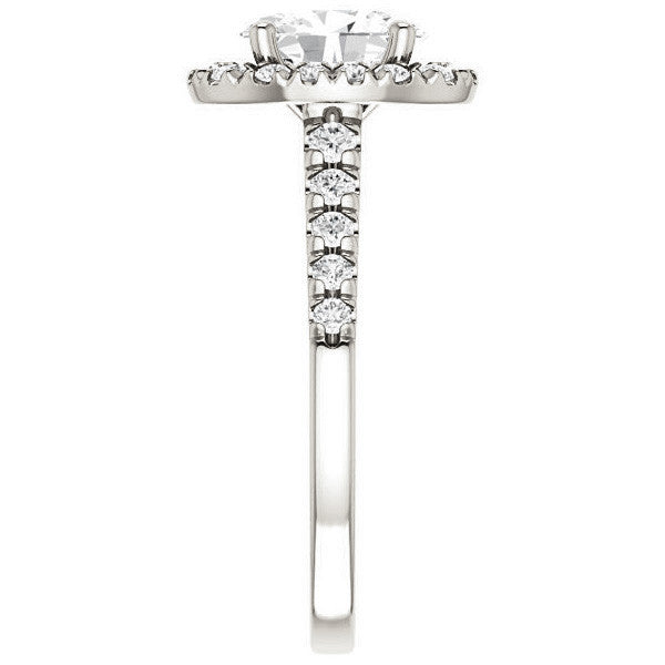 Oval Moissanite Halo Cathedral Engagement Ring