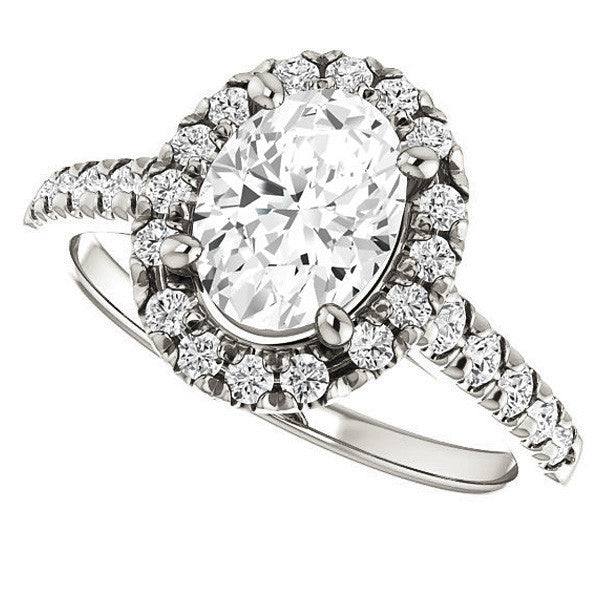 Oval Moissanite Halo Cathedral Engagement Ring