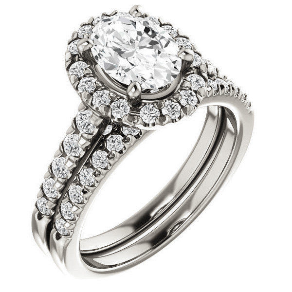 Oval Moissanite Halo Cathedral Engagement Ring