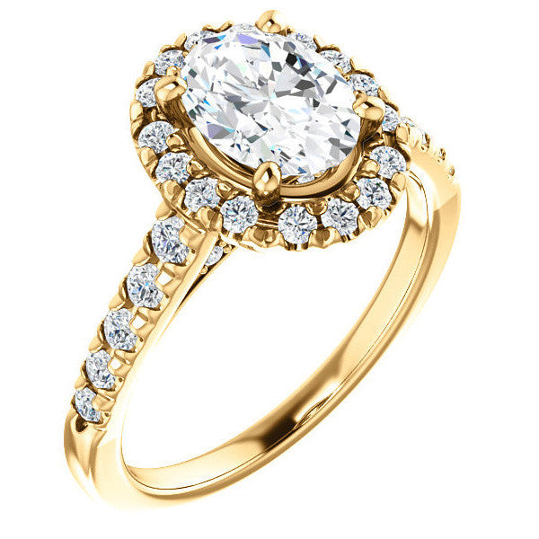Oval Moissanite Halo Cathedral Engagement Ring