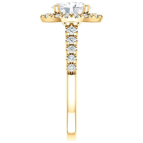 Oval Moissanite Halo Cathedral Engagement Ring