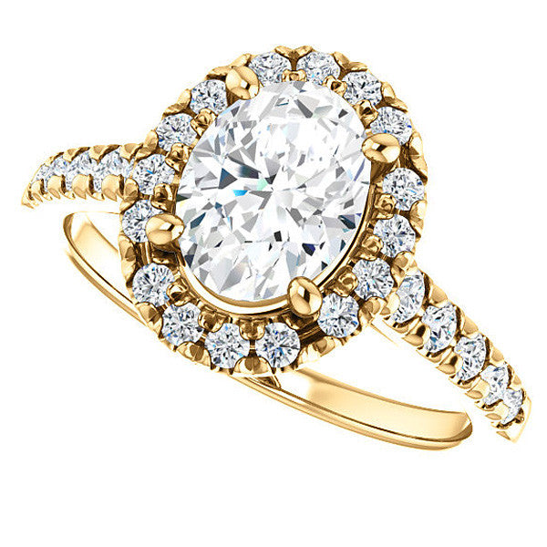 Oval Moissanite Halo Cathedral Engagement Ring