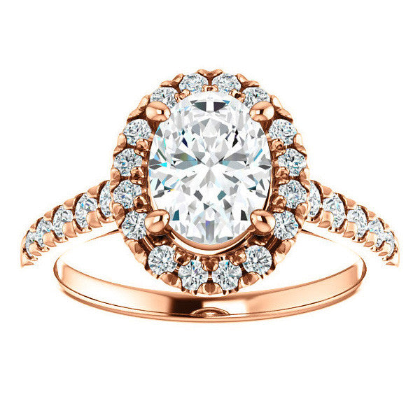 Oval Moissanite Halo Cathedral Engagement Ring