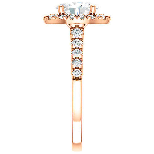 Oval Moissanite Halo Cathedral Engagement Ring