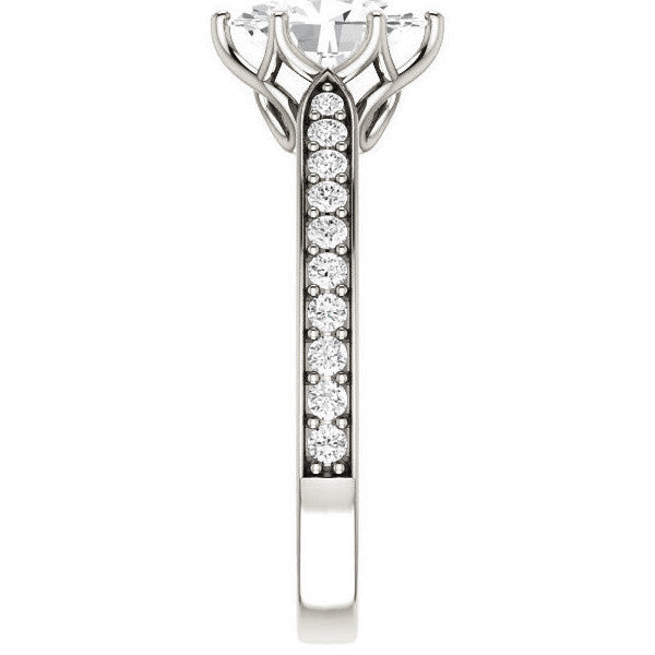 Oval cut Engagement Ring with Pave set Side Stones