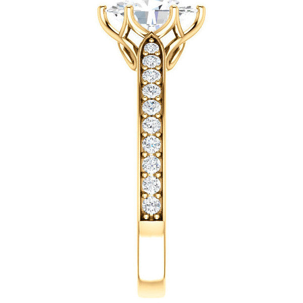 Oval cut Engagement Ring with Pave set Side Stones