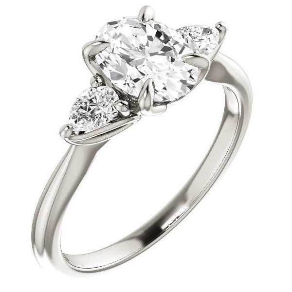 Oval and Pear Moissanite Engagement Ring