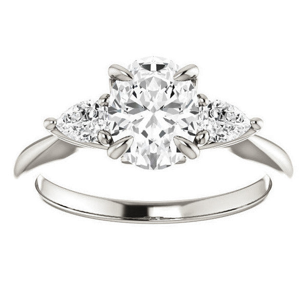 Oval and Pear Moissanite Engagement Ring