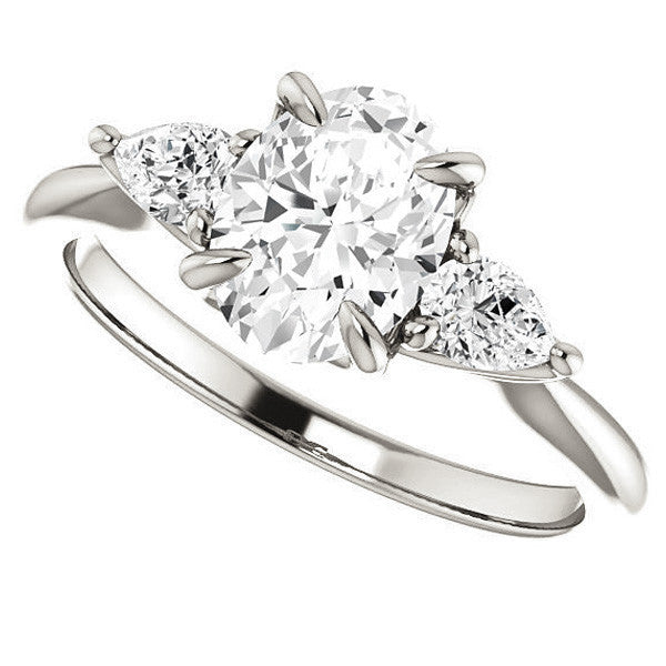 Oval and Pear Moissanite Engagement Ring