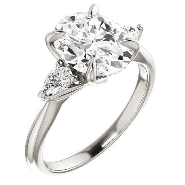 Oval and Pear Moissanite Engagement Ring