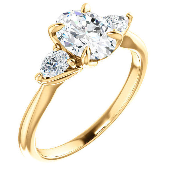 Oval and Pear Moissanite Engagement Ring