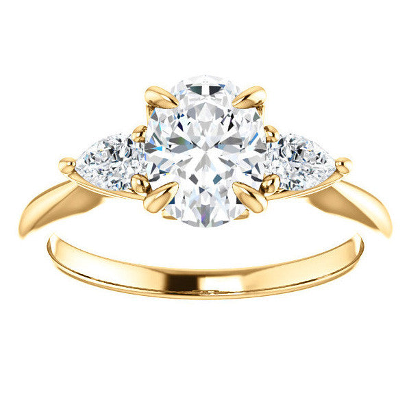 Oval and Pear Moissanite Engagement Ring