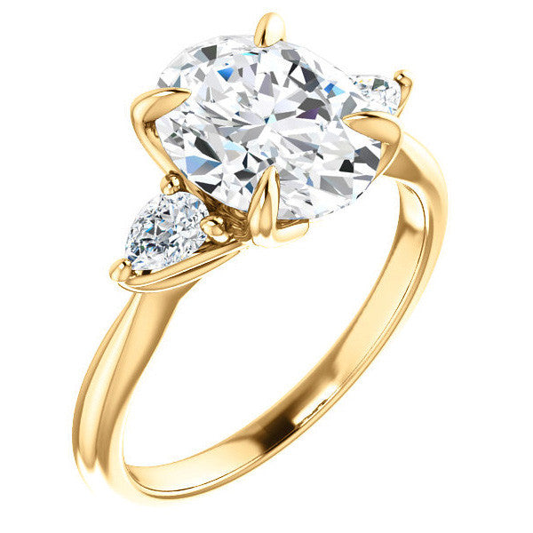 Oval and Pear Moissanite Engagement Ring