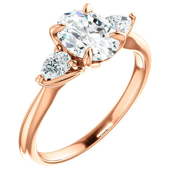 Oval and Pear Moissanite Engagement Ring