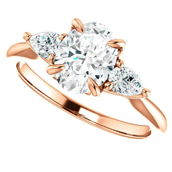 Oval and Pear Moissanite Engagement Ring