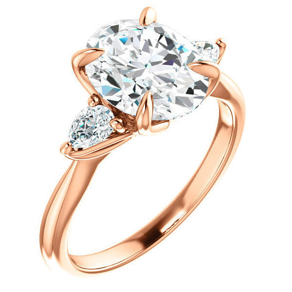 Oval and Pear Moissanite Engagement Ring