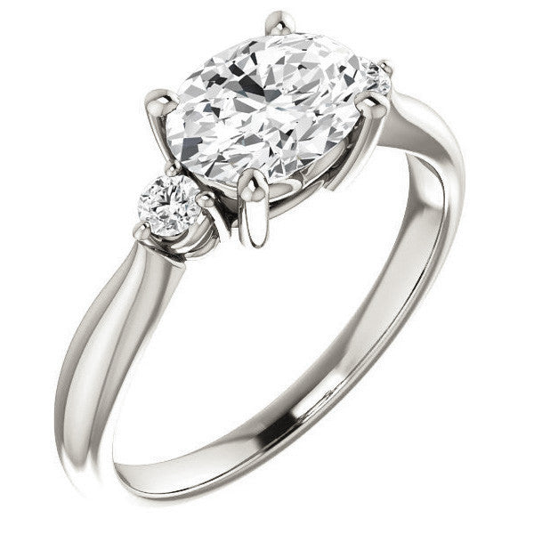 East-West Oval Moissanite Engagement Ring