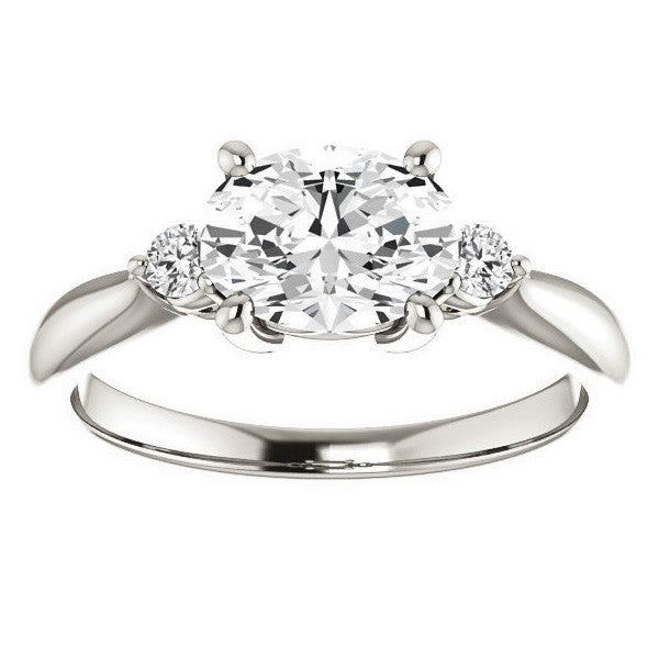 East-West Oval Moissanite Engagement Ring