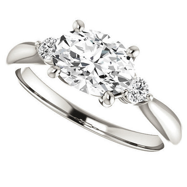 East-West Oval Moissanite Engagement Ring