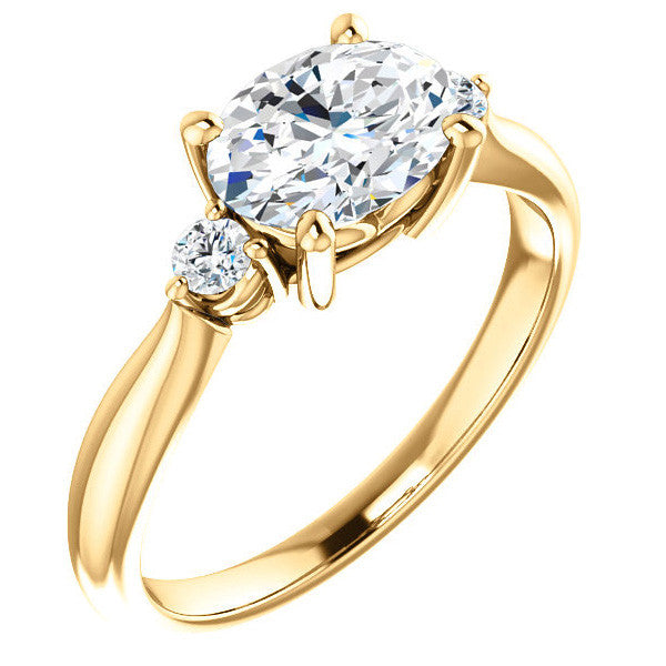 East-West Oval Moissanite Engagement Ring